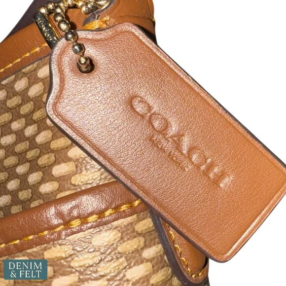 Coach Weaved Brown Embossed Leather Crossbody Shoulder Bag Adjustable Strap - Picture 8 of 15